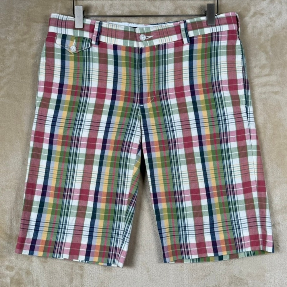 Ralph Lauren Sport Womens 6 Madras Plaid Bermuda Shorts Multicolor Cotton Preppy